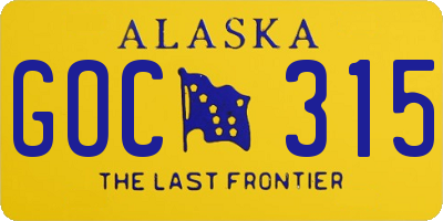 AK license plate GOC315