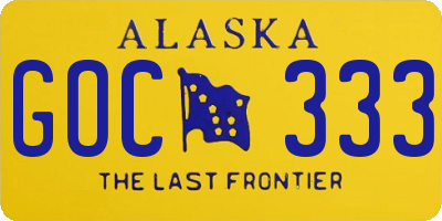 AK license plate GOC333