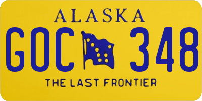 AK license plate GOC348