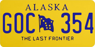 AK license plate GOC354