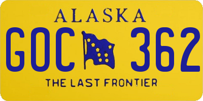 AK license plate GOC362