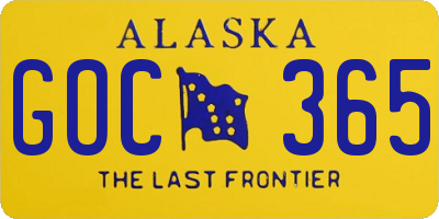 AK license plate GOC365