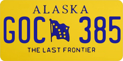 AK license plate GOC385