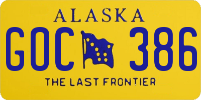 AK license plate GOC386