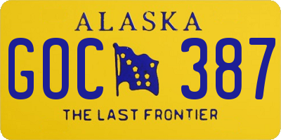 AK license plate GOC387