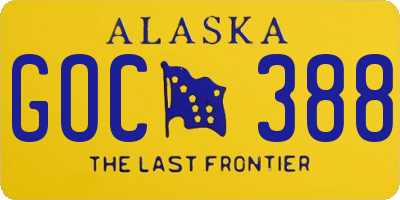 AK license plate GOC388