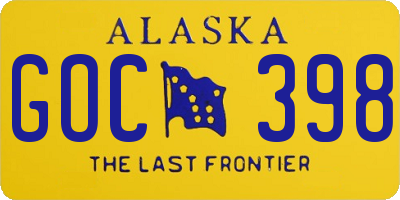 AK license plate GOC398