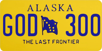 AK license plate GOD300