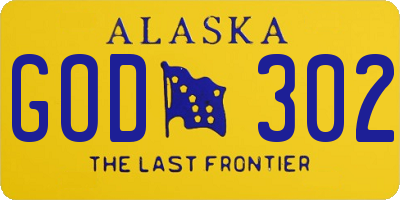 AK license plate GOD302