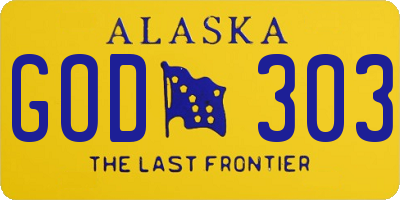 AK license plate GOD303