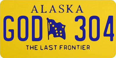 AK license plate GOD304
