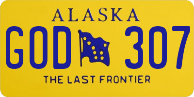 AK license plate GOD307