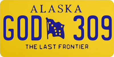 AK license plate GOD309