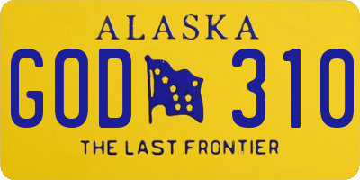 AK license plate GOD310