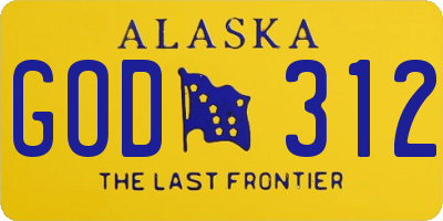 AK license plate GOD312