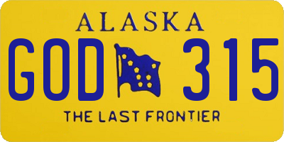 AK license plate GOD315