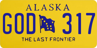 AK license plate GOD317