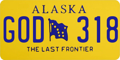AK license plate GOD318