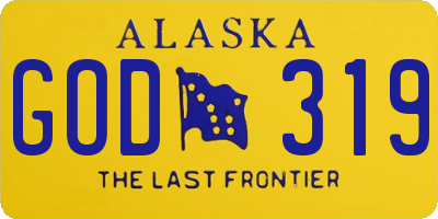 AK license plate GOD319