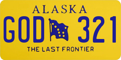 AK license plate GOD321