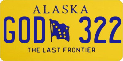 AK license plate GOD322