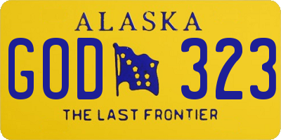 AK license plate GOD323