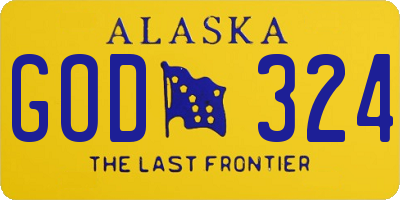 AK license plate GOD324