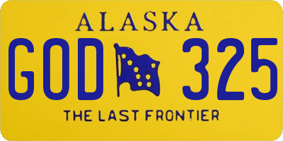 AK license plate GOD325