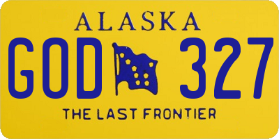 AK license plate GOD327