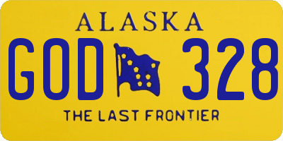 AK license plate GOD328
