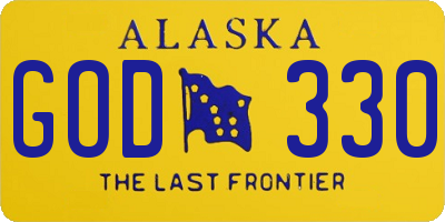 AK license plate GOD330