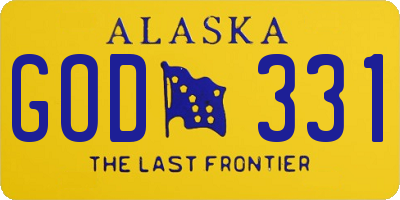 AK license plate GOD331