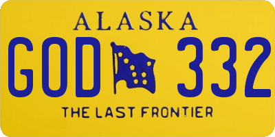AK license plate GOD332