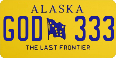 AK license plate GOD333