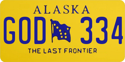 AK license plate GOD334