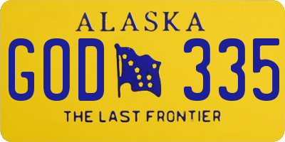 AK license plate GOD335