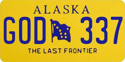 AK license plate GOD337