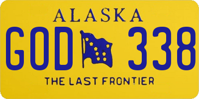 AK license plate GOD338