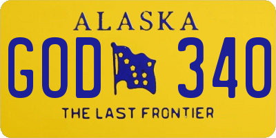 AK license plate GOD340