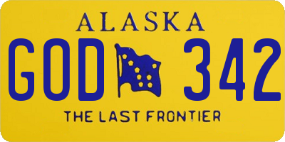 AK license plate GOD342