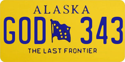 AK license plate GOD343