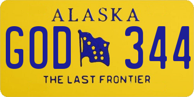 AK license plate GOD344