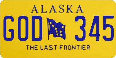 AK license plate GOD345
