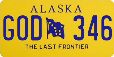 AK license plate GOD346