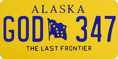 AK license plate GOD347
