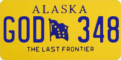 AK license plate GOD348