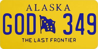 AK license plate GOD349