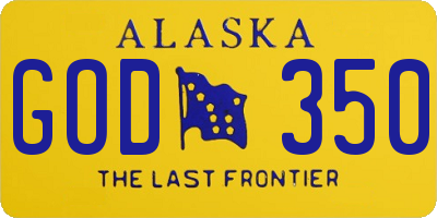 AK license plate GOD350