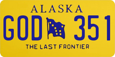 AK license plate GOD351