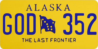 AK license plate GOD352